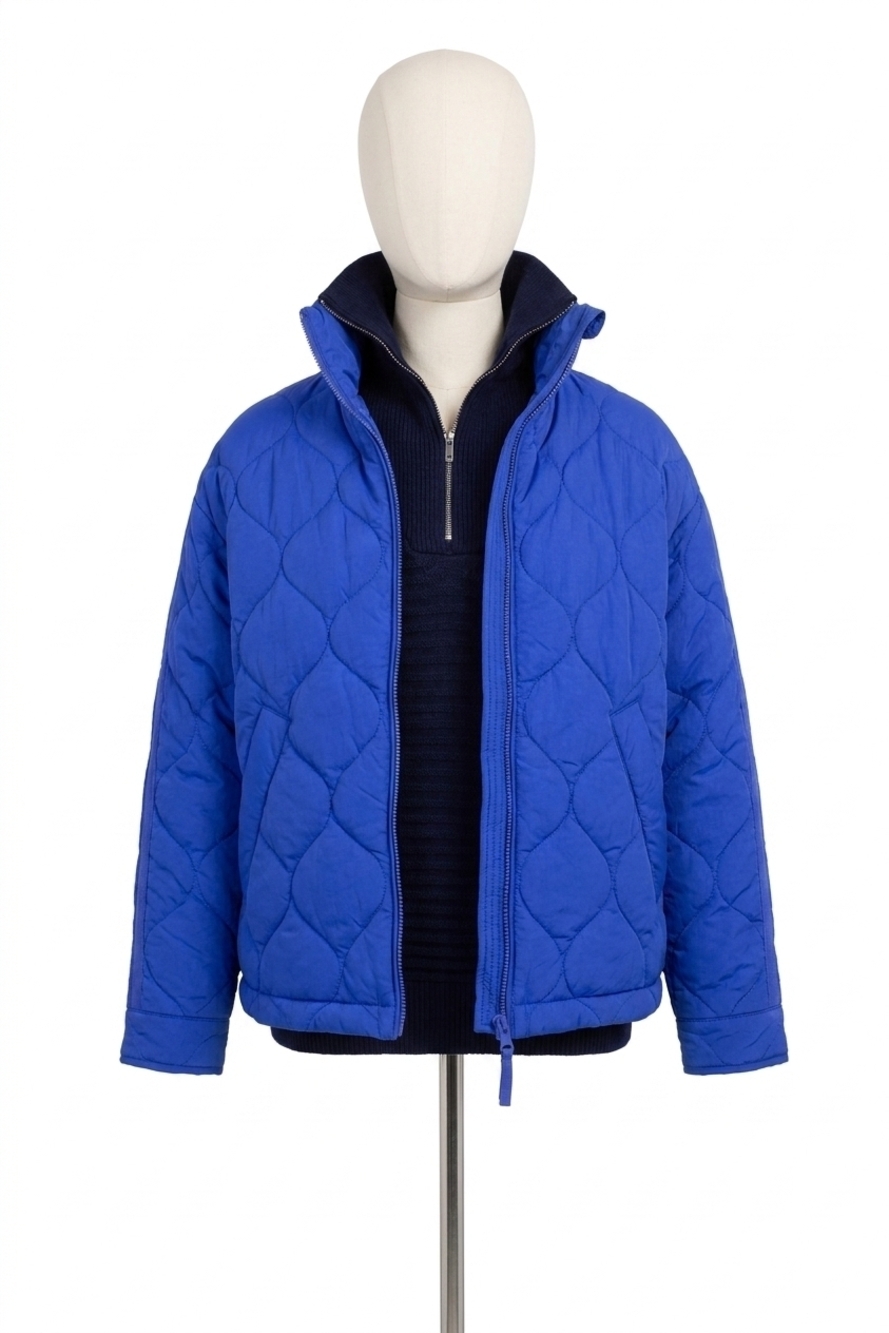 NEW TRIBAL lightweight drop shoulder quilted puffer jacket in lapis blue